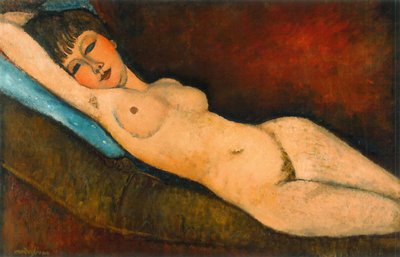 Reclining Nude with Blue Cushion by Amedeo Modigliani